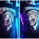 présentation t-shirt noir chromatorium wear avec tète de mort skull pour groupe metal extreme