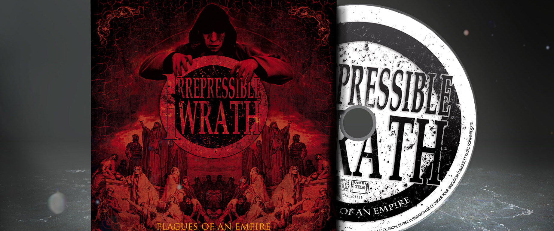 artwork illustration de la cover du groupe de metal deathcore djent irrepressible wrath pour l'album éponyme fait par le chromatorium
