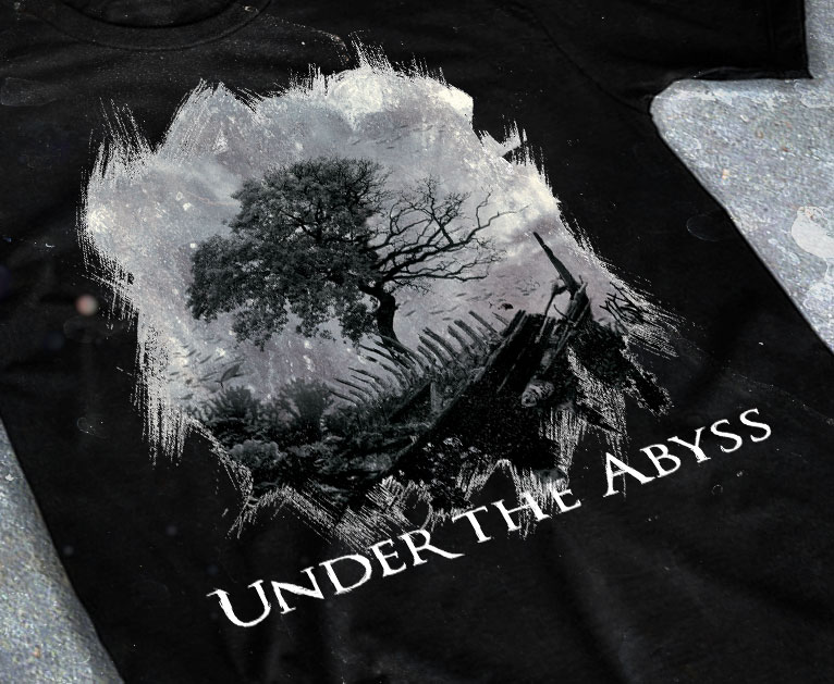 merchandising clothing du t-shirt noir du groupe de metal thrash under the abyss pour l'album a wavering path fait par le chromatorium