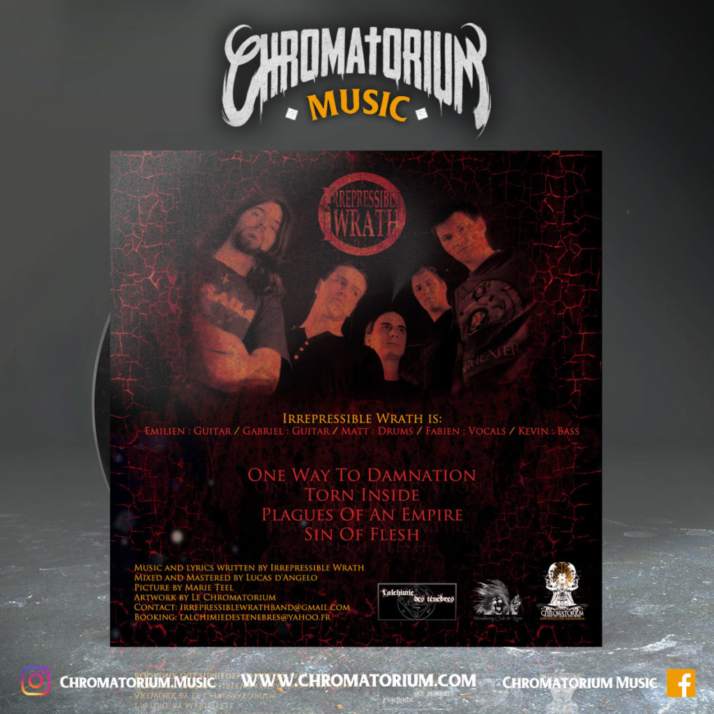artwork-album-metal-deathcore-djent-irrepressible-wrath-plagues-of-an-empire-chromatorium-music-graphiste-design artwork illustration du back du groupe de metal deathcore djent irrepressible wrath pour l'album eponyme fait par le chromatorium