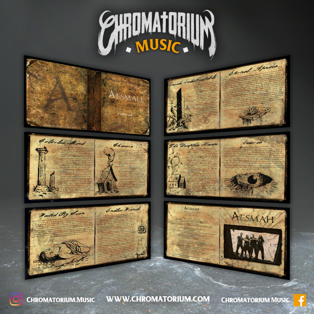 artwork-album-metal-melodic-death-aesmah-imeria-chromatorium-music-graphiste-design Livret booklet illustré du groupe de metal death melodic aesmah pour l'album imeria fait par le chromatorium