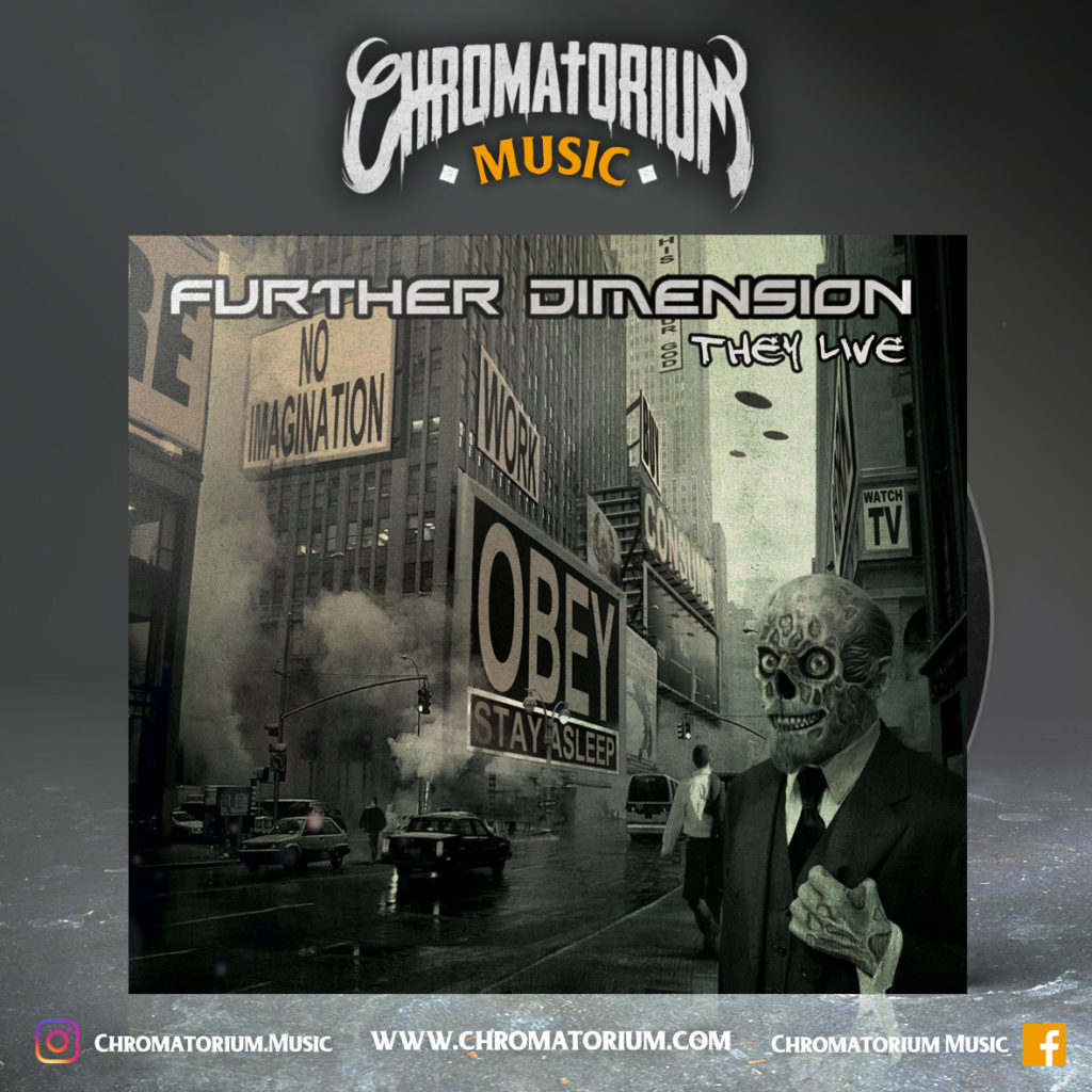 artwork-album-metal-death-thrash-heavy-further-dimension-they-live-chromatorium-music-graphiste-design artwork illustration de la cover du groupe de metal death thrash heavy further dimension pour l'album they live fait par le chromatorium