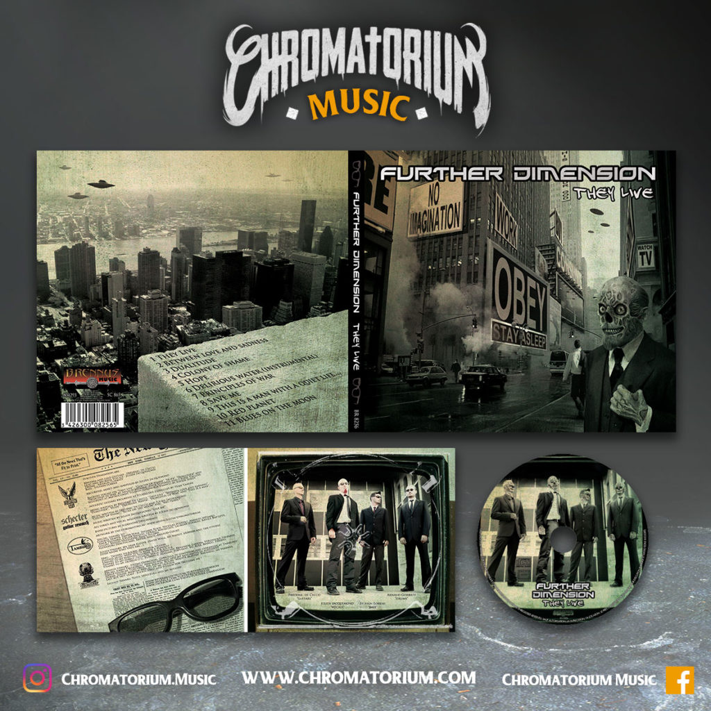 artwork-album-metal-death-thrash-heavy-further-dimension-they-live-chromatorium-music-graphiste-design artwork illustration de la cover du groupe de metal death thrash heavy further dimension pour l'album they live fait par le chromatorium