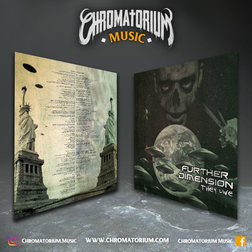 artwork-album-metal-death-thrash-heavy-further-dimension-they-live-chromatorium-music-graphiste-design Livret booklet illustré du groupe de metal death thrash heavy further dimension pour l'album they live fait par le chromatorium