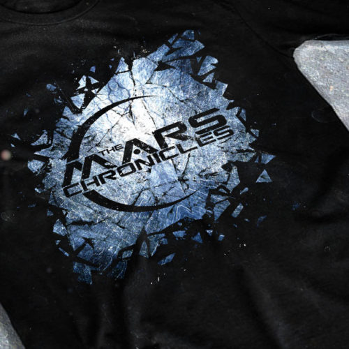 merchandising clothing du t-shirt noir du groupe de metal alternatif the mars chronicles pour l'album fait par le chromatorium