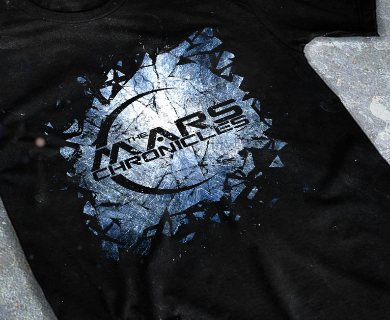 merchandising clothing du t-shirt noir du groupe de metal alternatif the mars chronicles pour l'album fait par le chromatorium