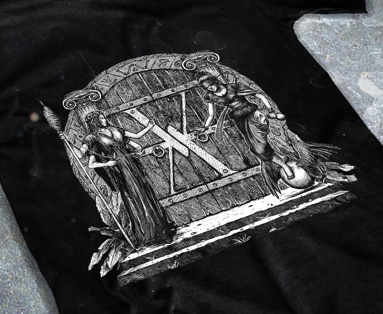 merchandising clothing du t-shirt noir du groupe de metal thrash under the abyss pour l'album a future to behold fait par le chromatorium