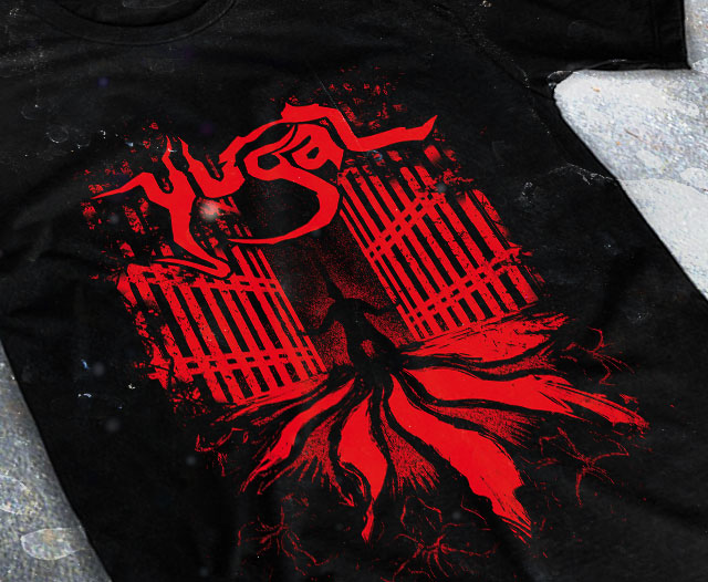 merchandising clothing du t-shirt noir du groupe de metal thrash hardcore yugal pour l'album fait par le chromatorium