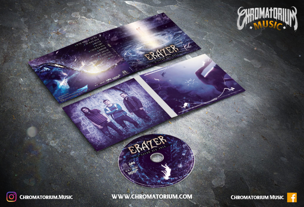 artwork-album-metal-alternatif-erazer-l'ocean-des-ames-chromatorium-music-graphiste-design artwork complet illustration de l'ensemble du groupe de metal alternatif erazer pour l'album l'ocean des ames fait par le chromatorium