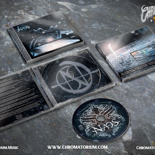 artwork complet illustration de l'ensemble du groupe de metal melodic naos pour l'album life fait par le chromatorium