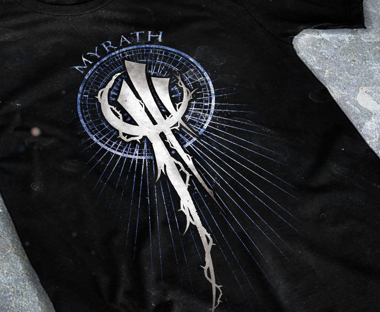 merchandising clothing du t-shirt noir du groupe de metal blazing desert myrath pour l'album fait par le chromatorium