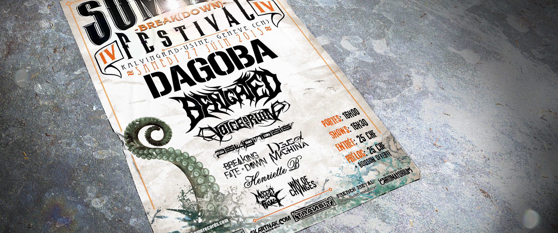 artwork illustration de la cover du festival summer break down de black death metal en suisse fait par le chromatorium