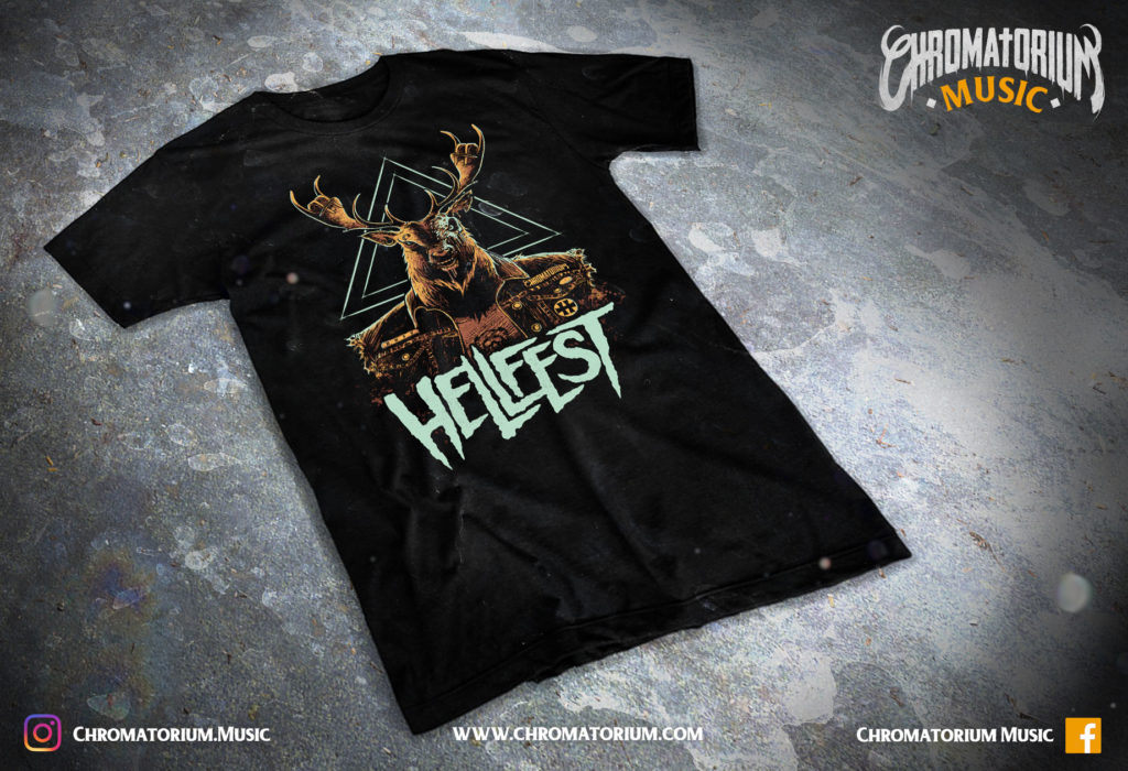 artwork-merch-metal-black-death-heavy-hellfest-cult-chromatorium-music-graphiste-design merchandising clothing du t-shirt noir du festival de metal pour le hellfest cult fait par le chromatorium