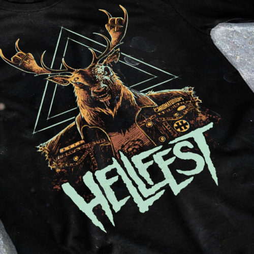 merchandising clothing du t-shirt noir du festival de metal pour le hellfest cult fait par le chromatorium
