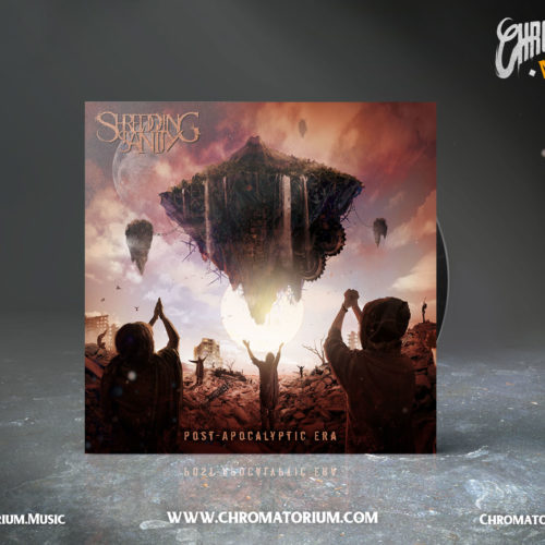 artwork illustration de la cover du groupe de metal melodic death shredding sanity pour l'album post apocalyptic era fait par le chromatorium