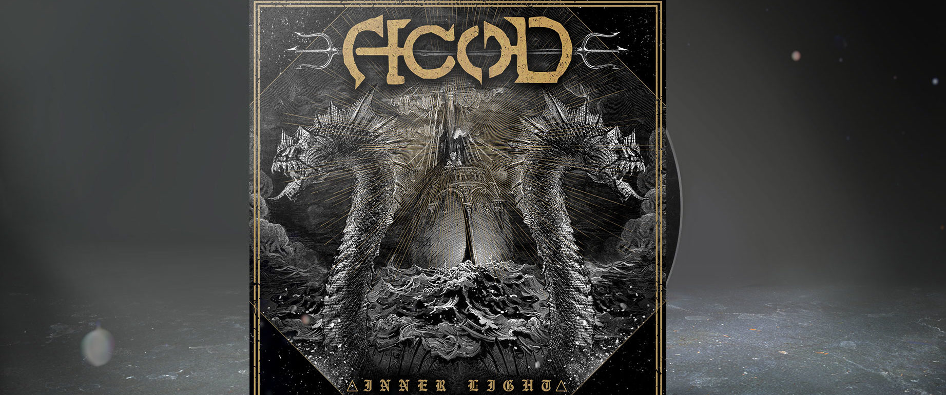 artwork illustration de la cover du groupe de metal black death trident pour l'album inner light fait par le chromatorium