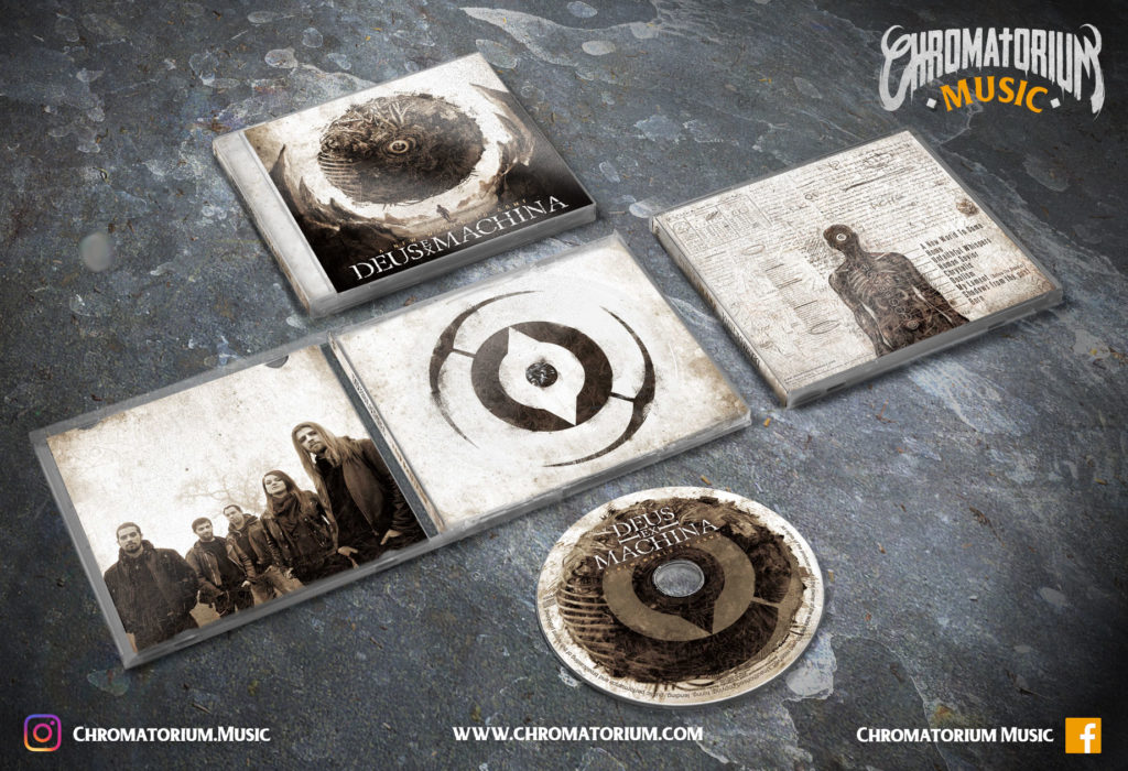 artwork-album-metal-modern-melodic-death-deus-ex-machina-kassogtha-chromatorium-music-graphiste-design artwork complet illustration de l'ensemble du groupe de metal modern melodic kassogtha pour l'album a new world to come fait par le chromatorium
