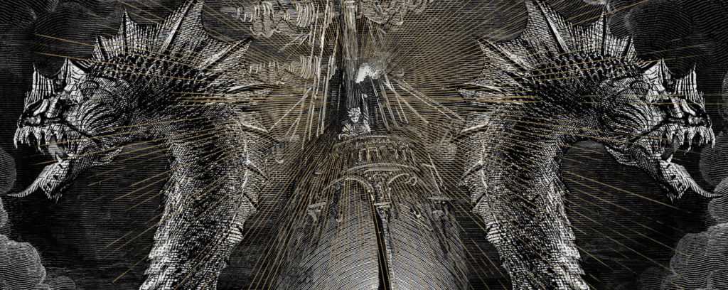 artwork-metal-black-death-acod-lyric-video-chromatorium-music-graphiste-design artwork illustration de la cover du groupe de metal black death trident pour l'album inner light fait par le chromatorium