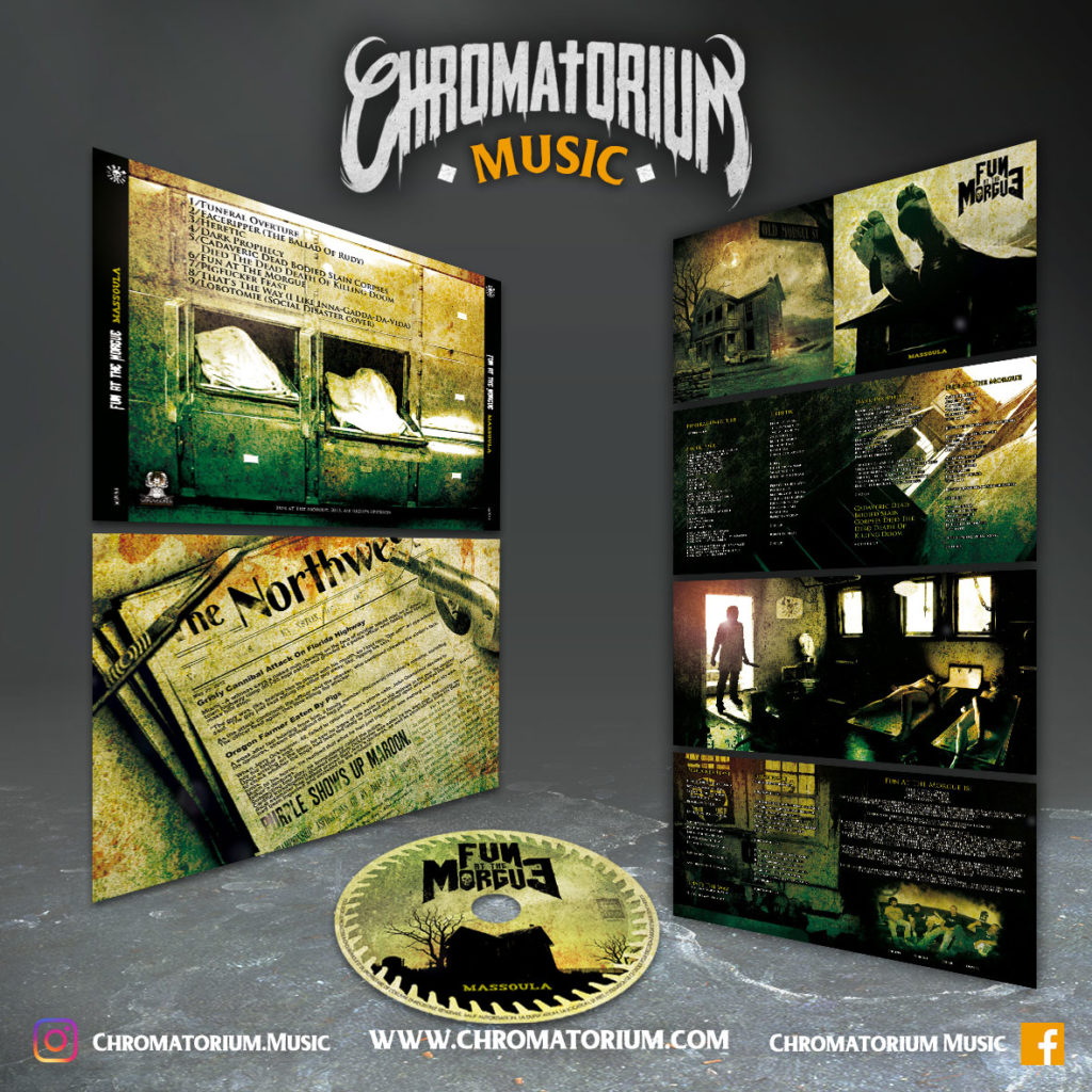 artwork-album-metal-death-harcore-punk-fun-at-the-morgue-massoula-chromatorium-music-graphiste-design Livret booklet illustré du groupe de metal death hardcore fun at the morgue pour l'album massoula fait par le chromatorium