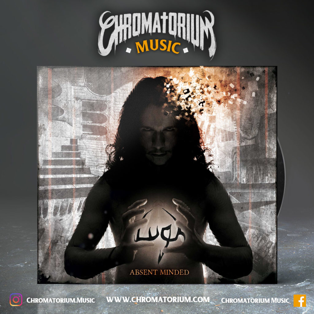 artwork-album-metal-theatral-lugh-absent-minded-chromatorium-music-graphiste-design artwork illustration de la cover du groupe de metal theatral lugh pour l'album absent minded fait par le chromatorium