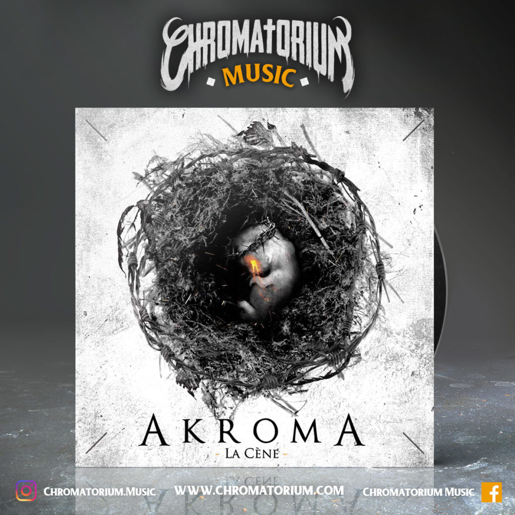 artwork-album-metal-black-akroma-la-cène-chromatorium-music-graphiste-design artwork illustration de la cover du groupe de metal prog black akroma pour l'album la cène fait par le chromatorium