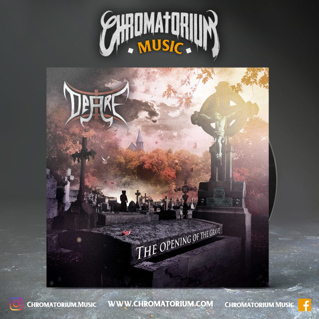 artwork-album-metal-death-black-deare-the-opening-of-the-grave-chromatorium-music-graphiste-design artwork illustration de la cover du groupe de metal death black deare pour l'album the opening of the grave fait par le chromatorium
