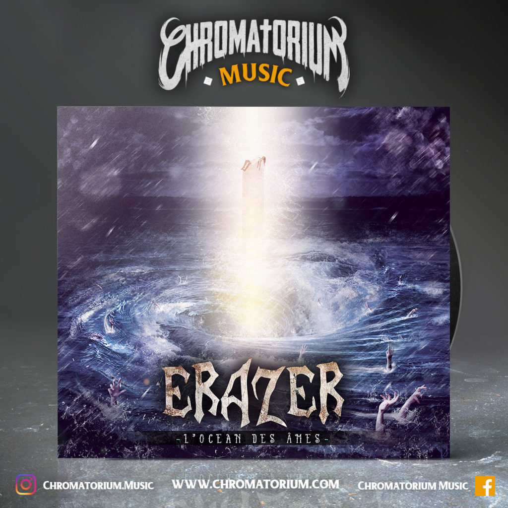 artwork-album-metal-alternatif-erazer-l'ocean-des-ames-chromatorium-music-graphiste-design artwork illustration de la cover du groupe de metal alternatif erazer pour l'album l'ocean des ames fait par le chromatorium