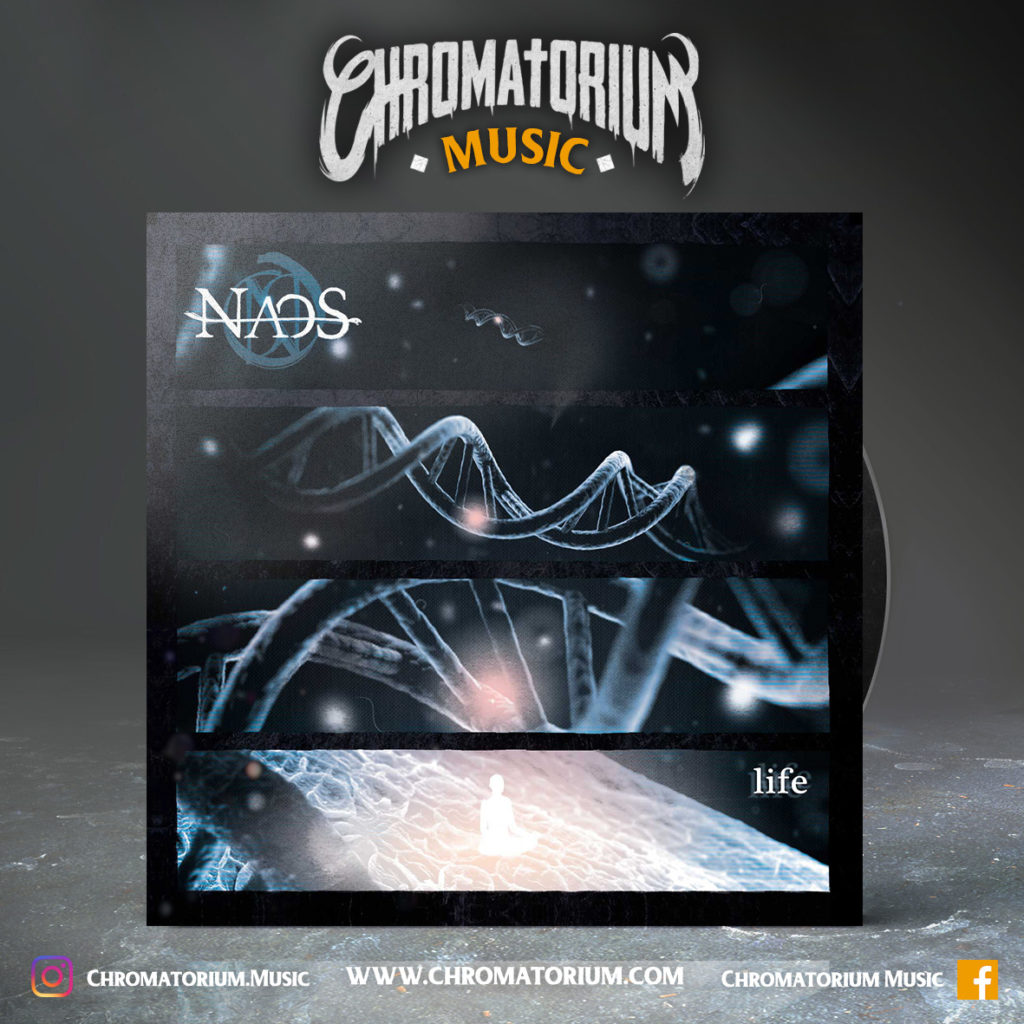 artwork-album-metal-melodic-naos-life-chromatorium-music-graphiste-design artwork illustration de la cover du groupe de metal melodic naos pour l'album life fait par le chromatorium