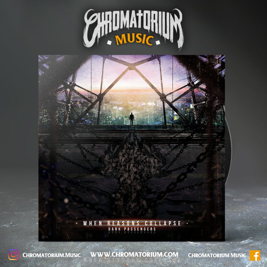 artwork-album-metal-melodic-deathcore-when-reasons-collapse-dark-passenger-chromatorium-music-graphiste-design artwork illustration de la cover du groupe de metal melodic deathcore when reasons collapse pour l'album dark passengers fait par le chromatorium