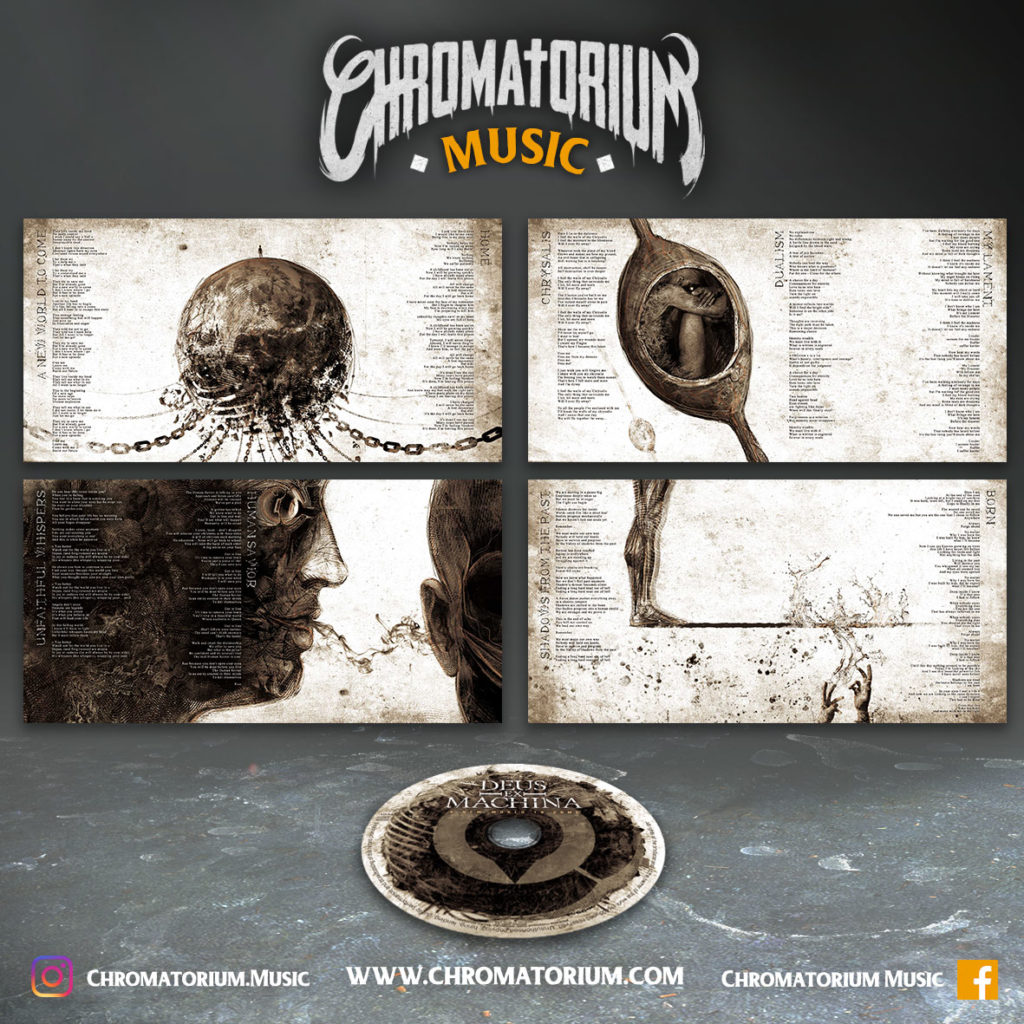 artwork-album-metal-modern-melodic-death-deus-ex-machina-kassogtha-chromatorium-music-graphiste-design Livret booklet illustré du groupe de metal modern melodic kassogtha pour l'album a new world to come fait par le chromatorium