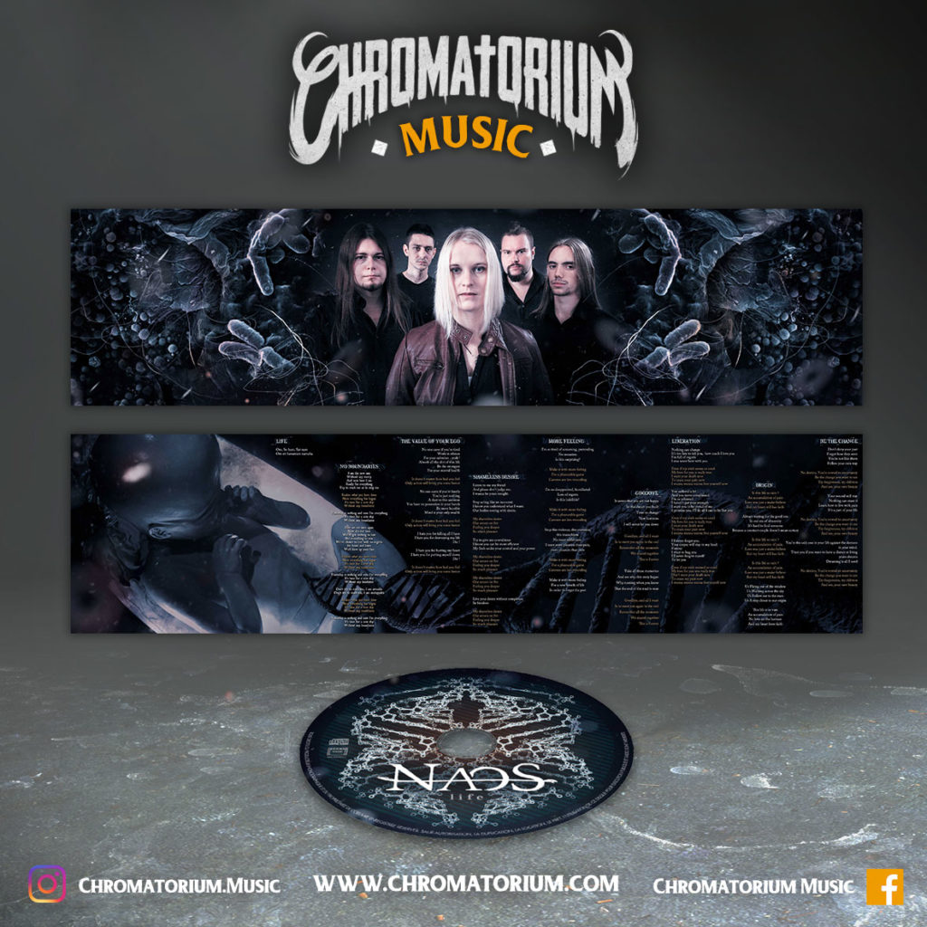 artwork-album-metal-melodic-naos-life-chromatorium-music-graphiste-design Livret booklet illustré du groupe de metal melodic naos pour l'album life fait par le chromatorium