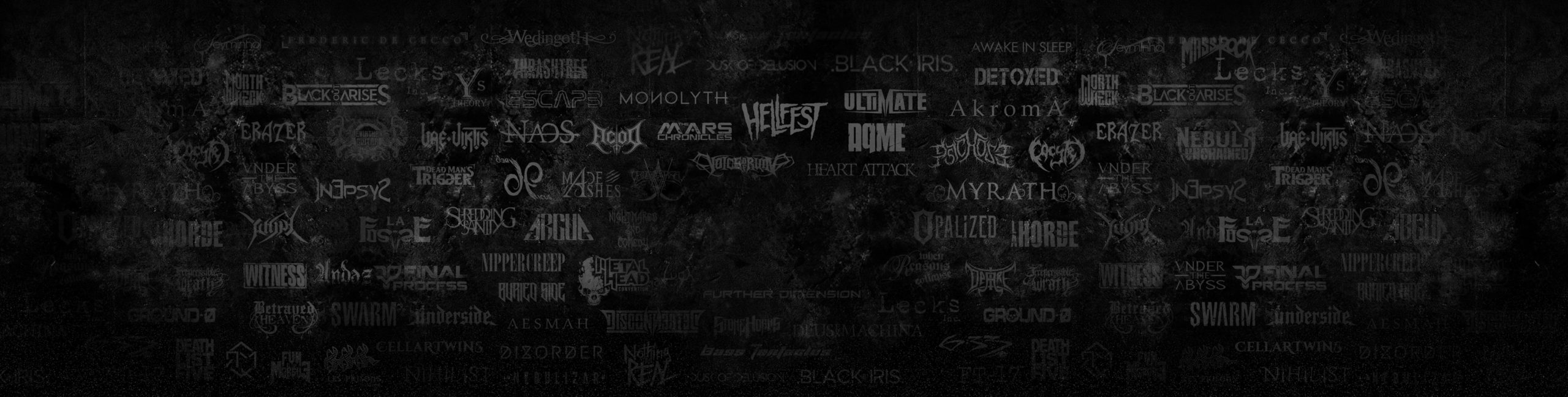 bannière de présentation du portfolio chromatorium music avec nom des groupes de metal