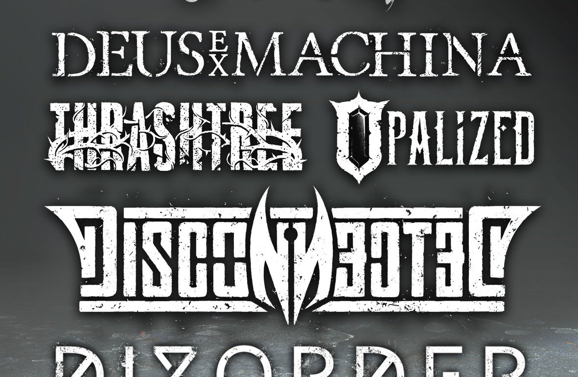 visuel présentant les logos de plusieurs groupes de metal, typographie complète par le chromatorium music