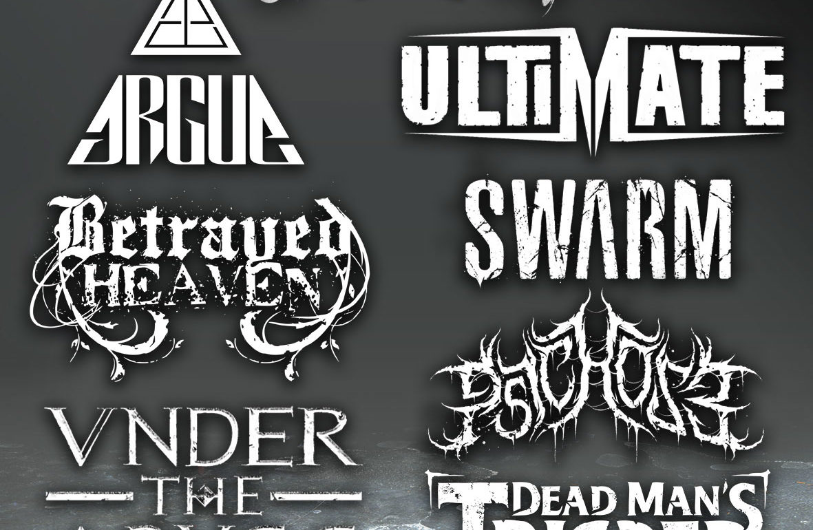 visuel présentant les logos de plusieurs groupes de metal, typographie complète par le chromatorium music