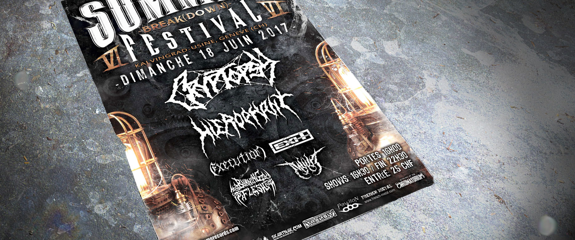 artwork illustration de la cover du festival summer break down de black death metal en suisse fait par le chromatorium