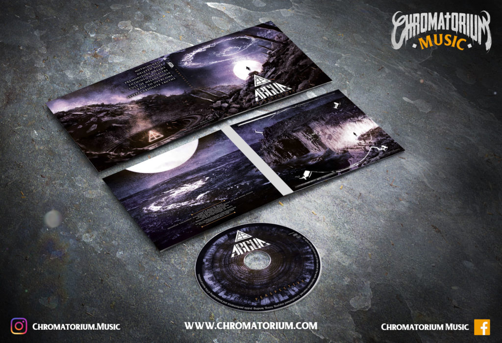artwork-album-metal-deathcore-argue-perspective-chromatorium-music-graphiste-design artwork complet illustration de l'ensemble du groupe de deathcore metal argue pour l'album perspective fait par le chromatorium