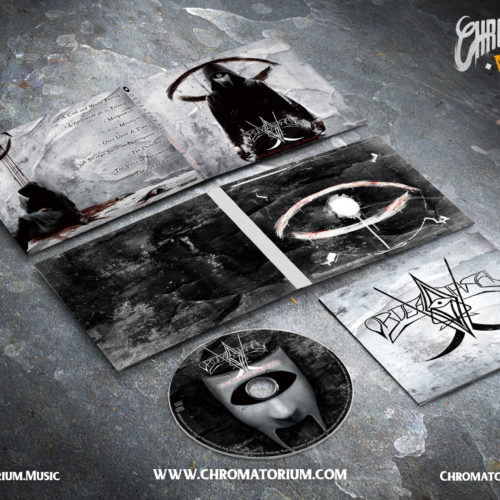 artwork complet illustration de l'ensemble du groupe de black death symphonic metal ordeathral pour l'album a cell made of chalk coal and blood fait par le chromatorium