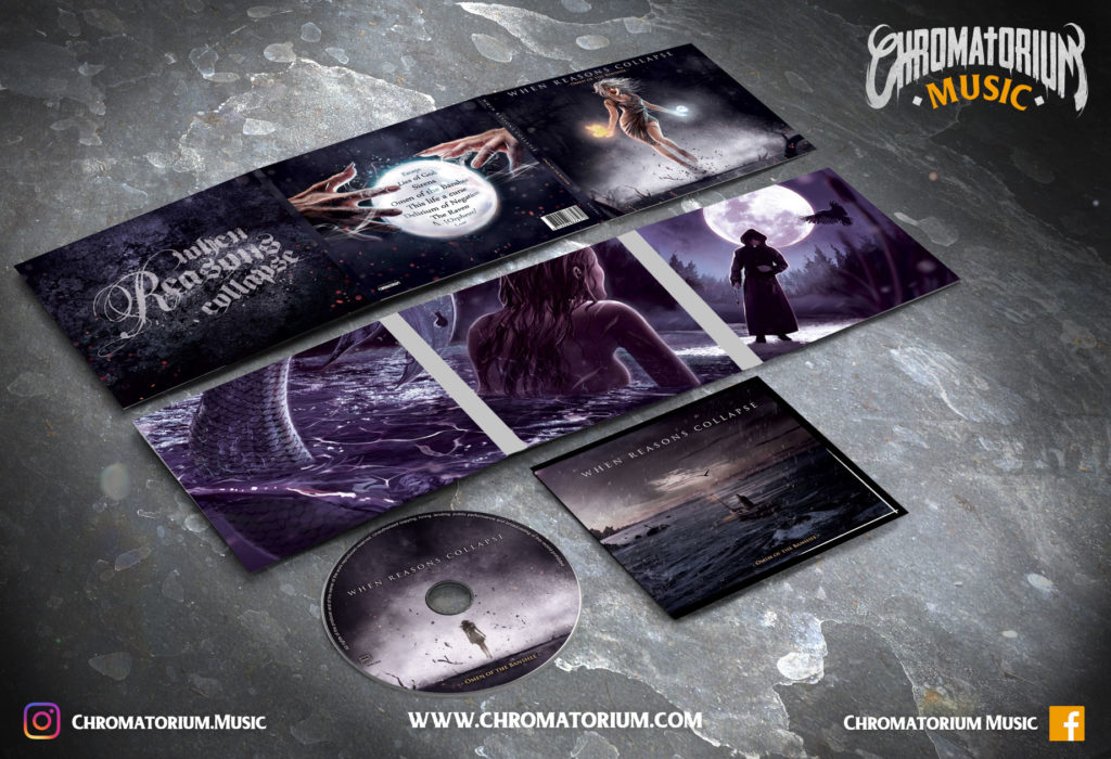 artwork-album-metal-deathcore-melodic-when-reasons-collapse-omen-of-the-banshee-chromatorium-music-graphiste-design artwork complet illustration de l'ensemble du groupe de deathcore melodic metal when reasons collapse pour l'album omen of the banshee fait par le chromatorium