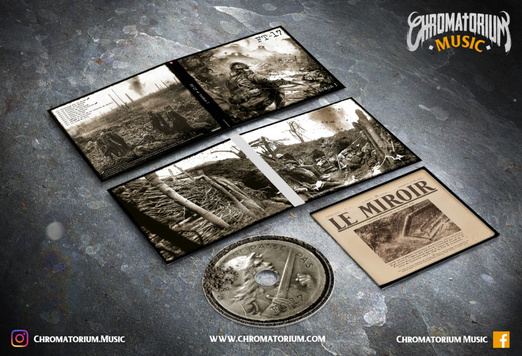artwork-album-metal-black-death-melodic-ft-17-verdun-chromatorium-music-graphiste-design artwork complet illustration de l'ensemble du groupe de death black melodic metal ft-17 pour l'album verdun fait par le chromatorium