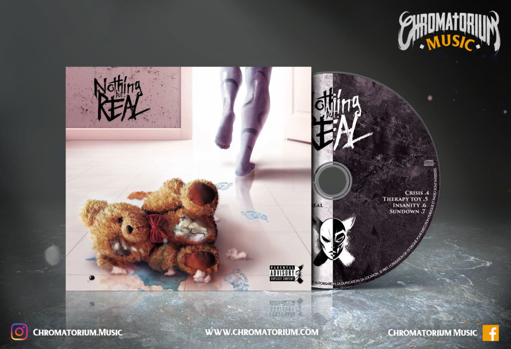 artwork-album-metal-rock-alternatif-nothing-but-real-chromatorium-music-graphiste-design artwork illustration de la cover du groupe de rock alternatif metal nothing but real pour l'album fait par le chromatorium