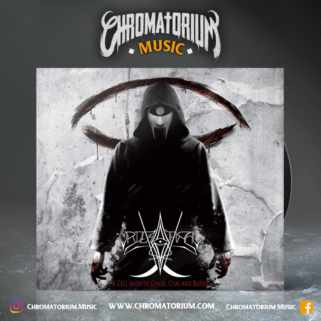 artwork-album-metal-death-black-symphonic-ordeathral-a-cell-made-of-chalk-coal-and-blood-chromatorium-music-graphiste-design artwork illustration de la cover du groupe de black death symphonic metal ordeathral pour l'album a cell made of chalk coal and blood fait par le chromatorium