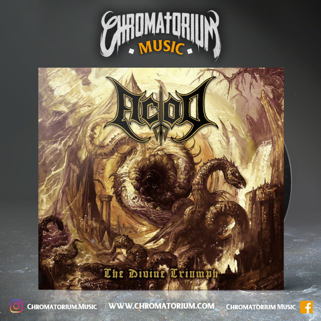 artwork-album-metal-death-black-acod-the-divine-triumph-chromatorium-music-graphiste-design artwork illustration de la cover du groupe de black death metal ACOD pour l'album the divine triumph fait par le chromatorium