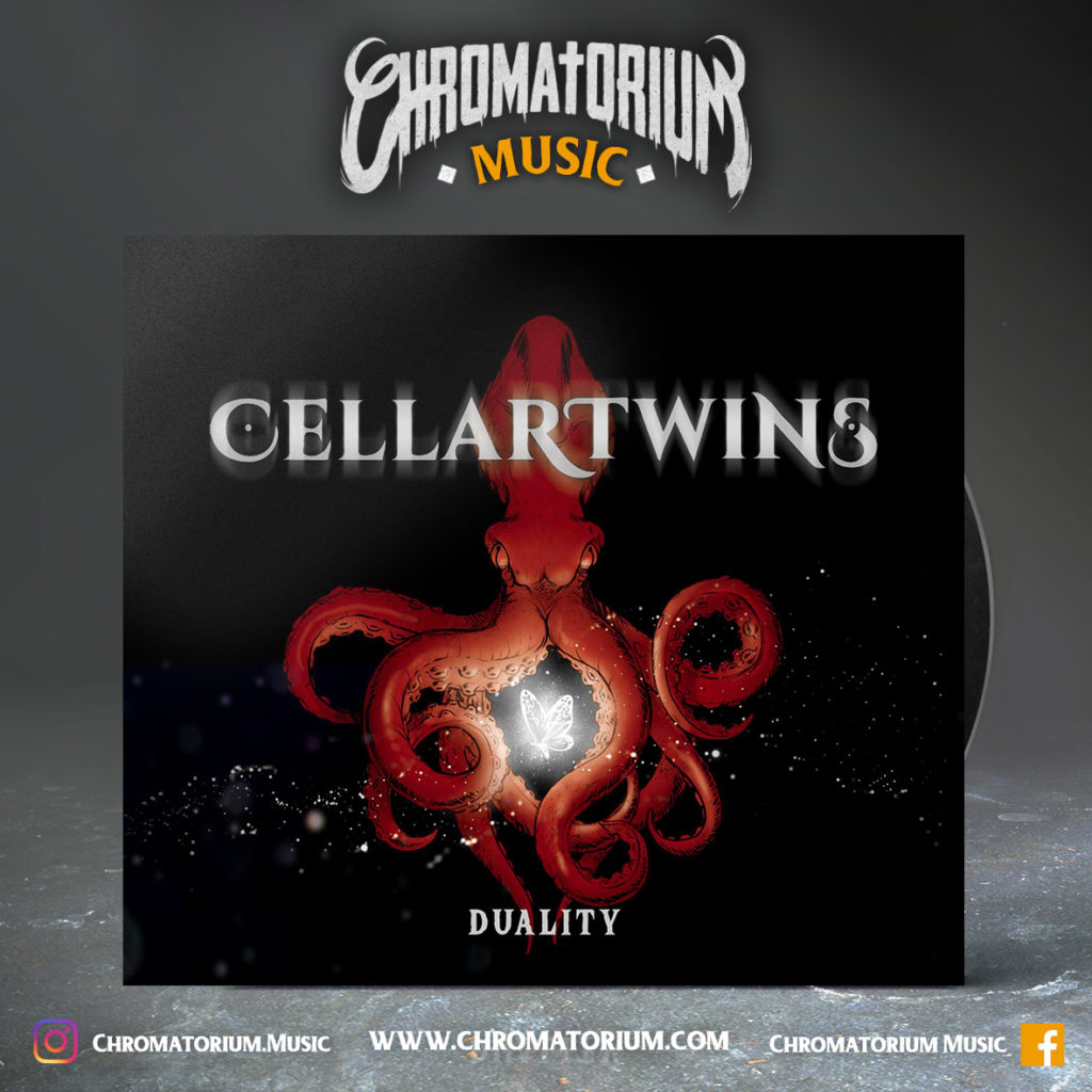 artwork-album-metal-rock-cellartwins-duality-chromatorium-music-graphiste-design artwork illustration de la cover du groupe de rock metal cellartwins pour l'album duality fait par le chromatorium
