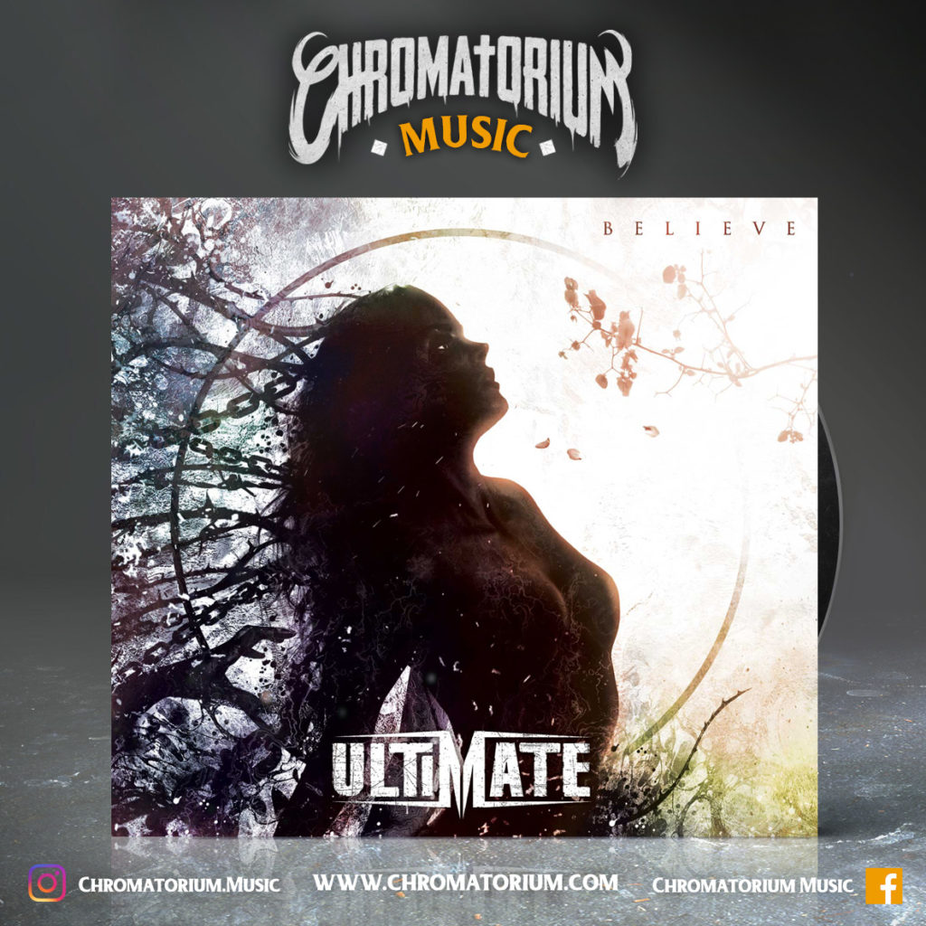 artwork-album-metal-hard-rock-alternatif-ultimate-believe-chromatorium-music-graphiste-design artwork illustration de la cover du groupe de hard rock alternatif metal ultimate pour l'album believe fait par le chromatorium