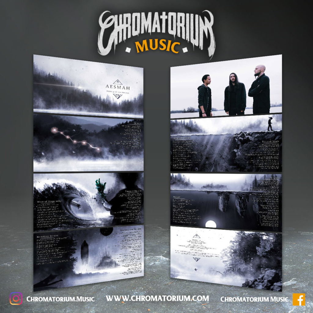 artwork-album-metal-death-melodic-aesmah-walking-off-the-horizon-chromatorium-music-graphiste-design Livret booklet illustré du groupe de death melodic metal aesmah pour l'album walking off the horizon fait par le chromatorium