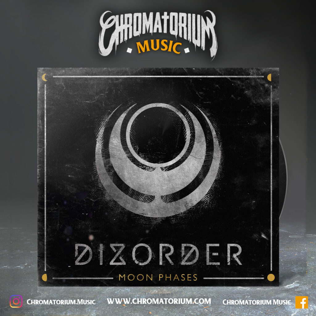artwork-album-metal-modern-dizorder-moon-phases-chromatorium-music-graphiste-design artwork illustration de la cover du groupe de modern metal dizorder pour l'album moon phases fait par le chromatorium