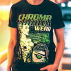 t-shirt noir avec impression sérigraphie cyberpunk girl tattoo chromatorium