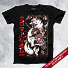 t-shirt noir avec impression sérigraphie kitsune girl tattoo chromatorium